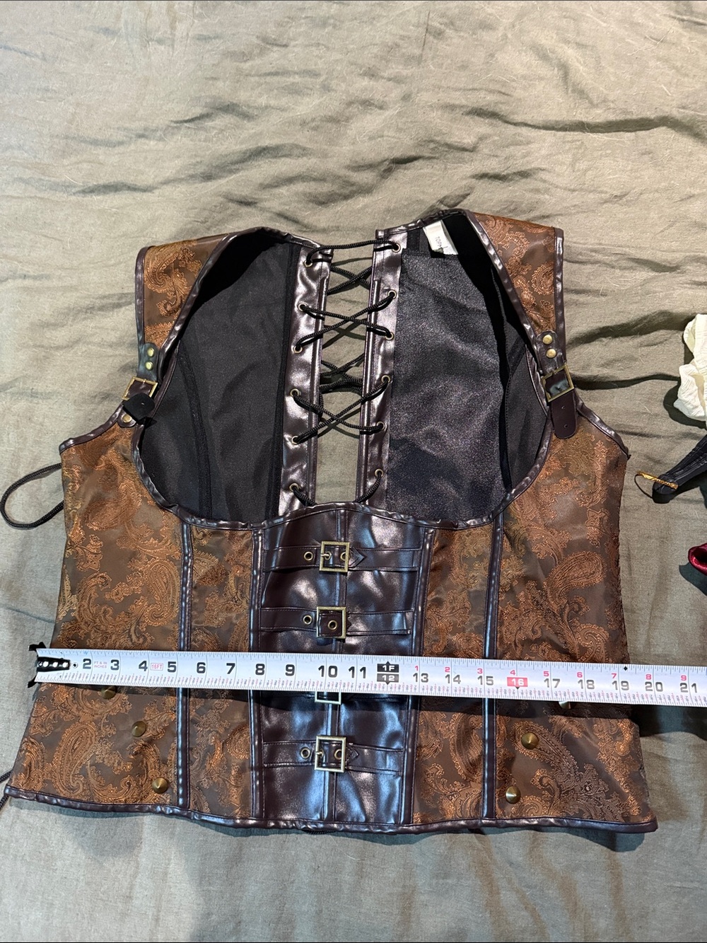 Pirate costume Halloween leather steampunk corset fantasy skirt set top - Picture 4 of 16